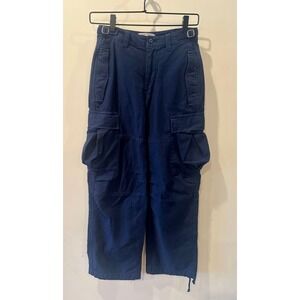Aritzia TNA Surplus Supply Division 100% Cotton Navy Cargo Pants Sz 00 Adj Waist